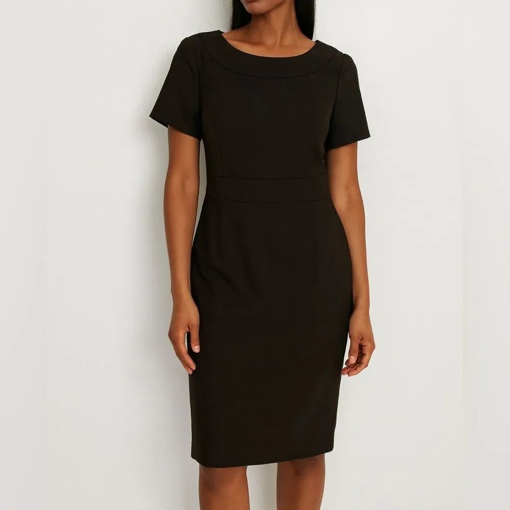 Alex Marie Brown Sheath Dress Short Sleeve Knee Length Size 10